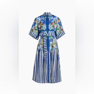 Farm Rio Blue Floral & Stripe Midi Dress *WORN ONCE* XL